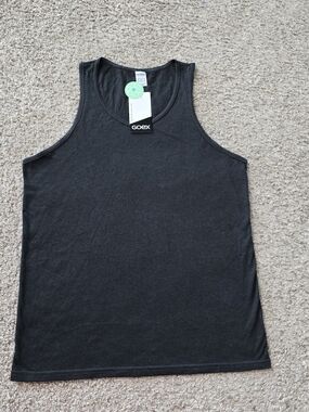 GOEX Unisex Black Scoop Neck Sleeveless Tank Top Recycled, Minimalist S (NWT)